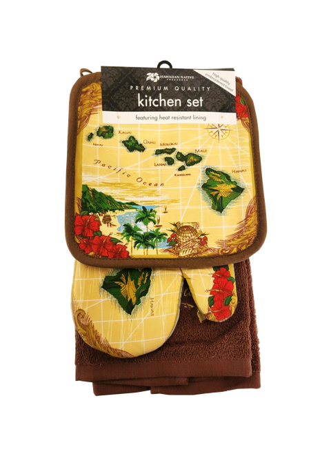 Premium Quality 3 pcs Kitchen Set - Brown Island Chain