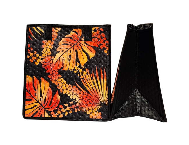 Tropical Paper Garden Hawaiian Hot/Cold Reusable Medium Bag - LEILEI BLACK
