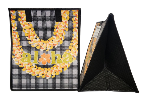 Tropical Paper Garden Hawaiian Hot/Cold Insulated Large Bag - LEIPAKA BLACK LRG