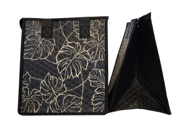 Tropical Paper Garden Hawaiian Hot/Cold Reusable Small Bag - LINES & VINES BLACK PET