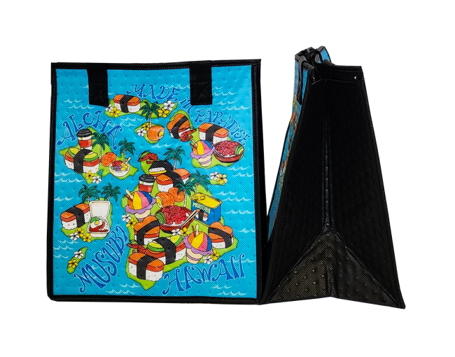 Tropical Paper Garden Hawaiian Hot/Cold Reusable Medium Bag - MAP MUNCHIES BLUE