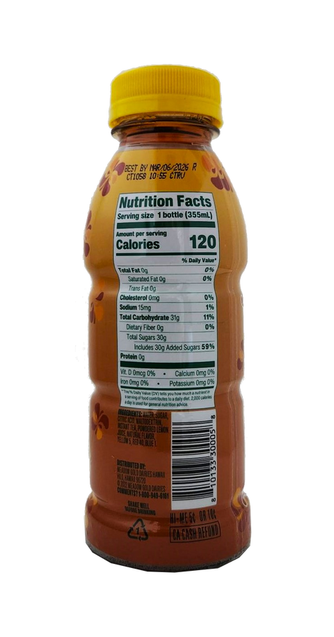 Meadow Gold Haleakala Dairy Lemon Flavored Sweetened Iced Tea Drink 12oz.