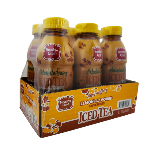 Meadow Gold Haleakala Dairy Lemon Flavored Sweetened Iced Tea Drink 6-pack12oz.