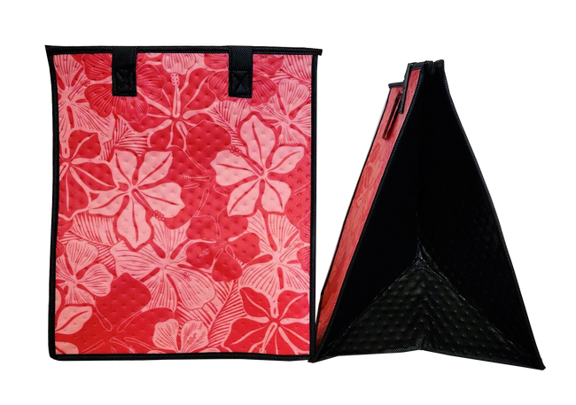 Tropical Paper Garden Hawaiian Hot/Cold Insulated Large Bag - MONO HIBISCUS PINK