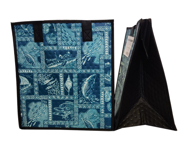 Tropical Paper Garden Hawaiian Hot/Cold Reusable Medium Bag - NETTED AQUA MED