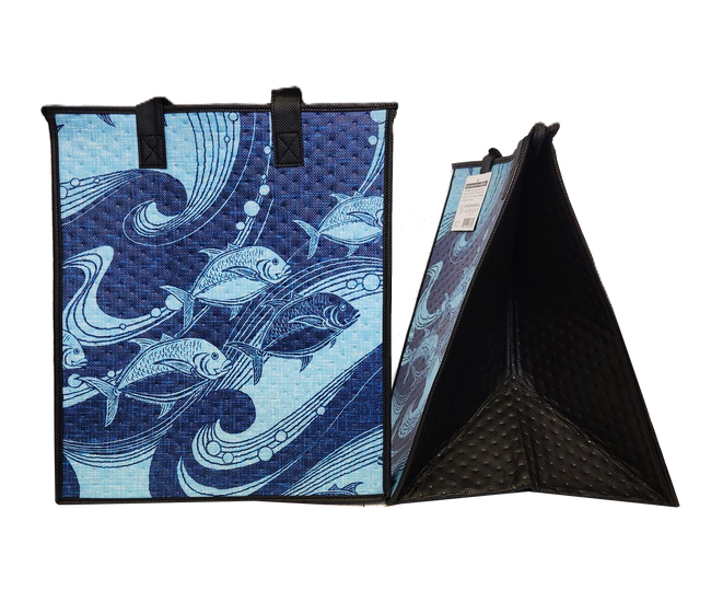 Tropical Paper Garden Hawaiian Hot/Cold Insulated Large Bag - OPEN WATER BLUE LRG