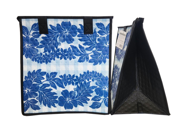 Tropical Paper Garden Hawaiian Hot/Cold Reusable Medium Bag - OWENA PALAKA BLUE MED