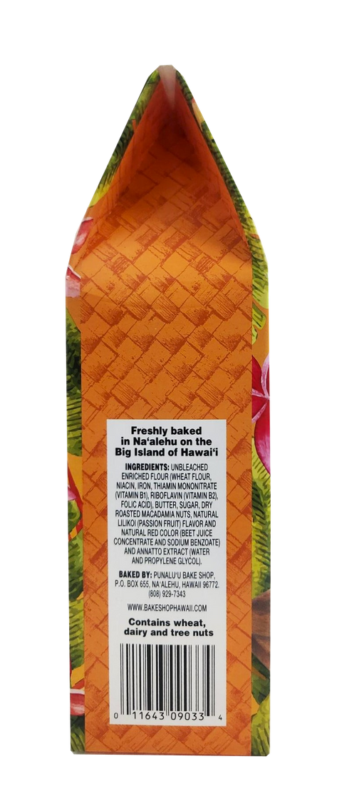 Punalu'u Bake Shop Cookies - Lilikoi Macadamia Nut Shortbread Cookies 5oz.