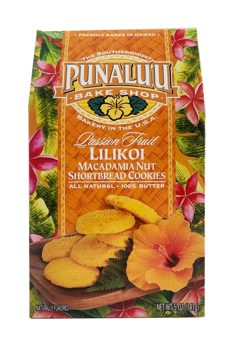 Punalu'u Bake Shop Cookies - Lilikoi Macadamia Nut Shortbread Cookies 5oz.