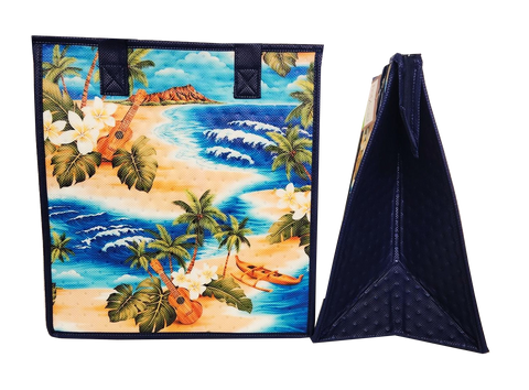 Tropical Paper Garden Hawaiian Hot/Cold Reusable Medium Bag - QUEENS BEACH BLUE MED