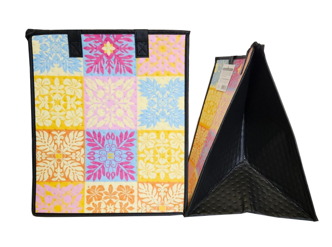 Tropical Paper Garden Hawaiian Hot/Cold Insulated Large Bag - QUILTED ALOHA SUNSET LRG