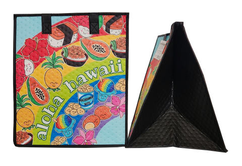 Tropical Paper Garden Hawaiian Hot/Cold Insulated Large Bag - RAINBOW DELIGHTS AQUA LRG