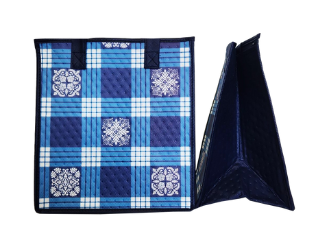 Tropical Paper Garden Hawaiian Hot/Cold Reusable Medium Bag - RANCH BLUE