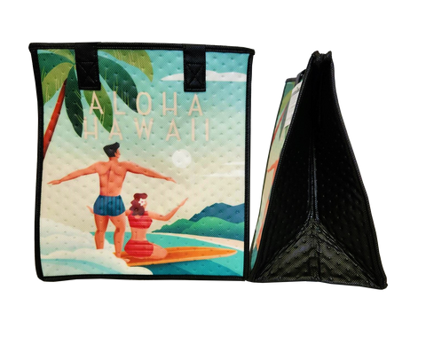 Tropical Paper Garden Hawaiian Hot/Cold Reusable Medium Bag - REMINISCE AQUA