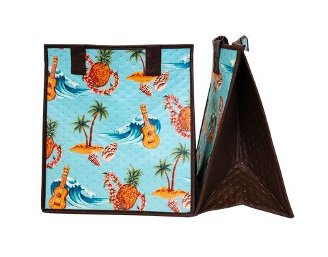 Tropical Paper Garden Hawaiian Hot/Cold Reusable Medium Bag - SEASHORE AQUA