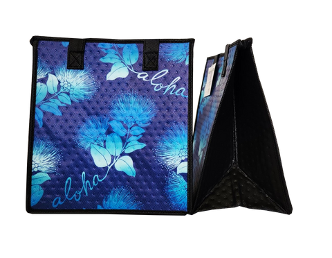 Tropical Paper Garden Hawaiian Hot/Cold Reusable Medium Bag - SPROUT NAVY