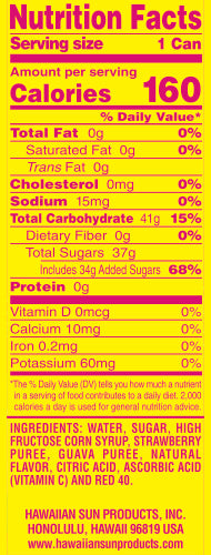 Hawaiian Sun Drink - Strawberry Guava 11.5oz (Pack of 6)  **Limit of 8-6 Packs per purchase transaction**