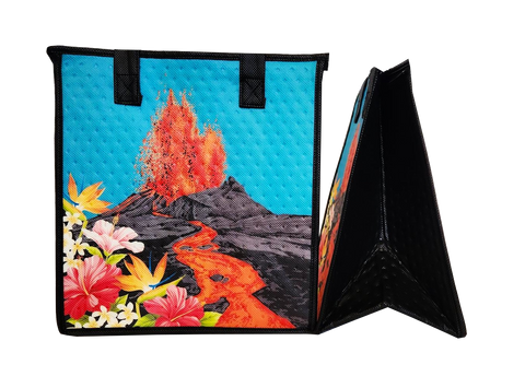 Tropical Paper Garden Hawaiian Hot/Cold Reusable Medium Bag - VOLCANO TURQ