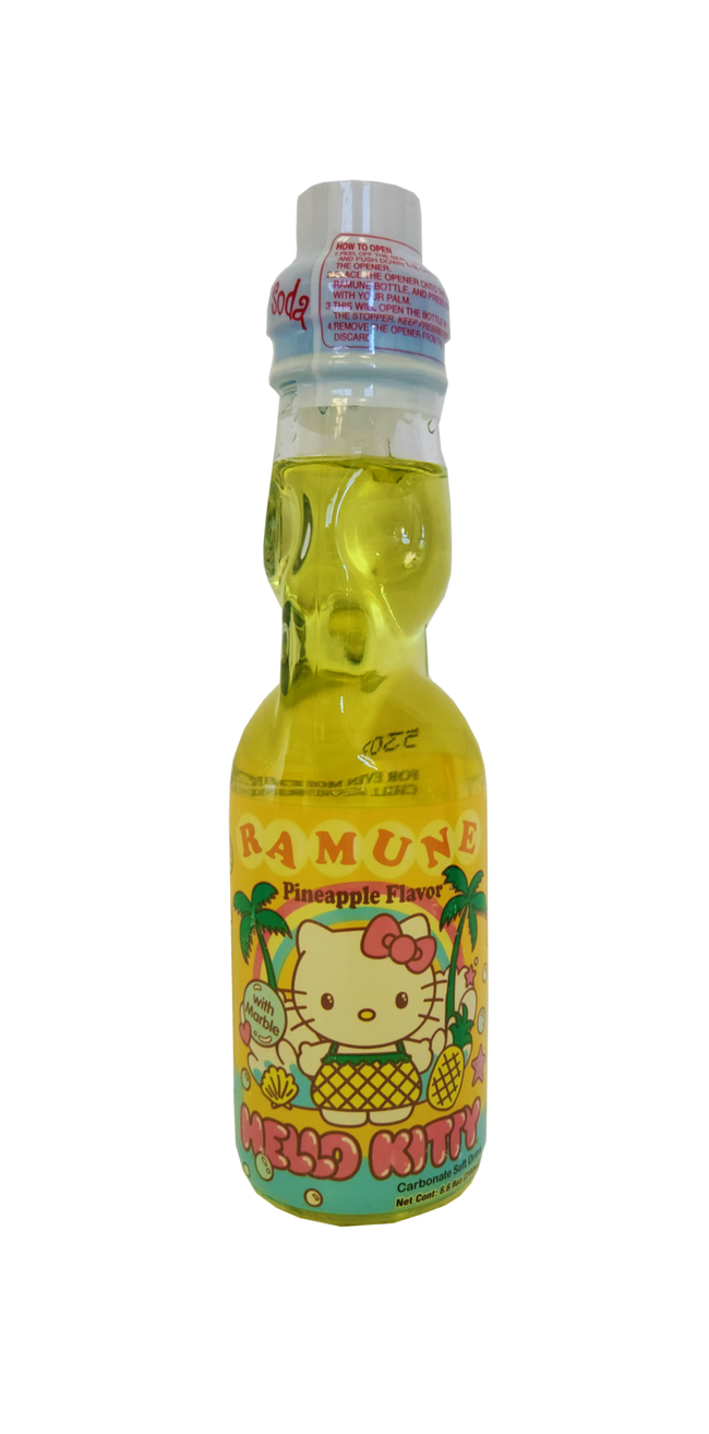 Hello Kitty Ramune Soda Drink - Pineapple 6.6 oz.
