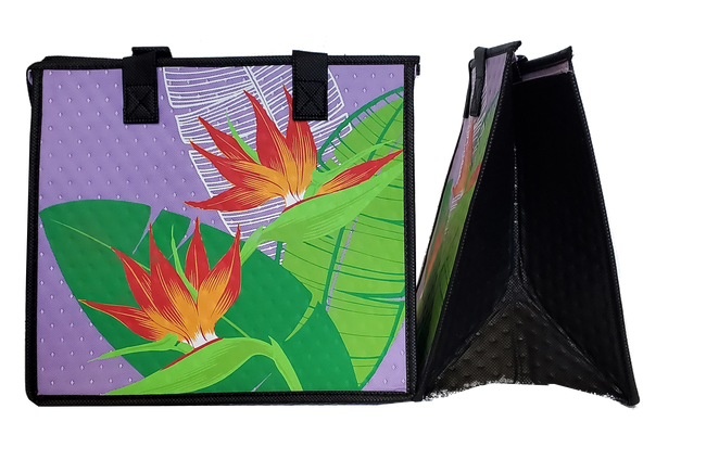 Tropical Paper Garden Hawaiian Hot/Cold Reusable Medium Tote Bag - DIAMOND HEAD LAV TOTE