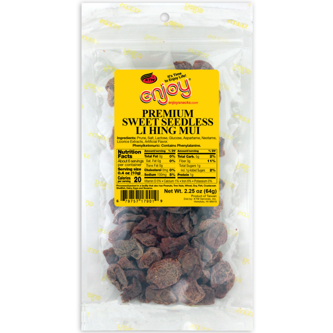Enjoy Premium Sweet Seedless Li Hing Mui 2.25oz.
