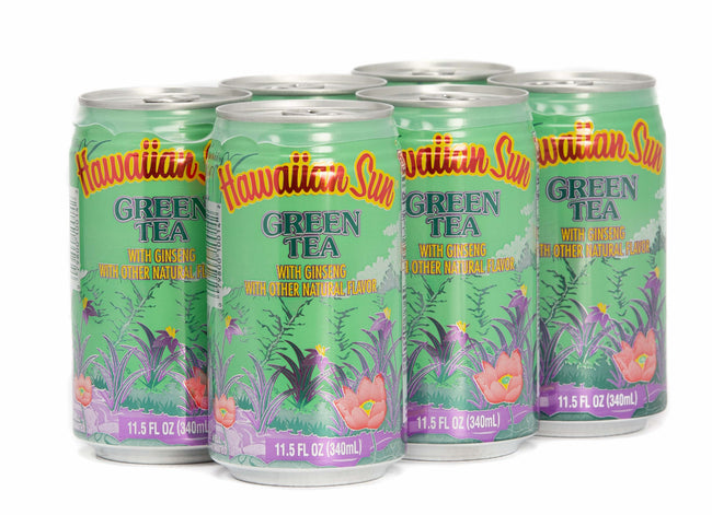 Hawaiian Sun Drink - Green Tea With Ginseng 11.5oz (Pack of 6)  **Limit of 8-6 Packs per purchase transaction**