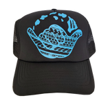 Hawaiian Headwear Tribal Shaka & Hawaiian Islands Foam Trucker Hat - Blue