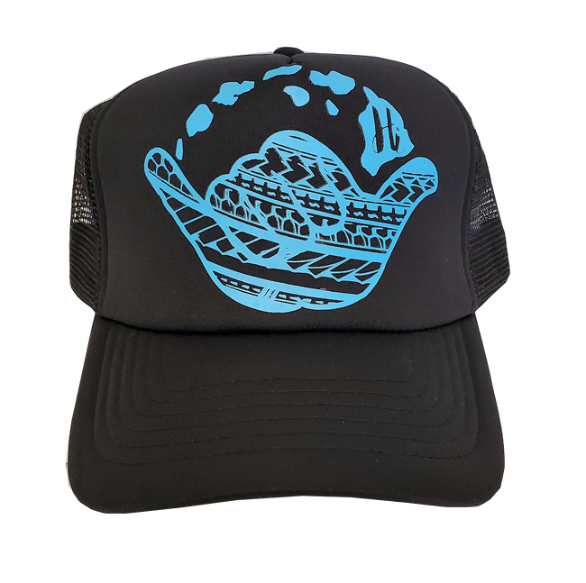 Hawaiian Headwear Tribal Shaka & Hawaiian Islands Foam Trucker Hat - Blue