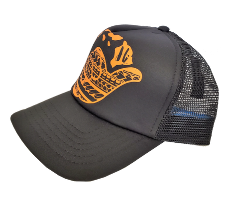 Hawaiian Headwear Tribal Shaka & Hawaiian Islands Foam Trucker Hat - Orange