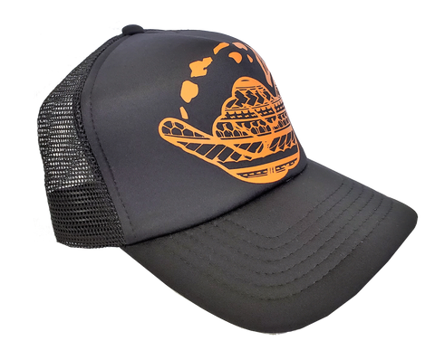 Hawaiian Headwear Tribal Shaka & Hawaiian Islands Foam Trucker Hat - Orange