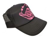 Hawaiian Headwear Tribal Shaka & Hawaiian Islands  Foam Trucker Hat - Pink