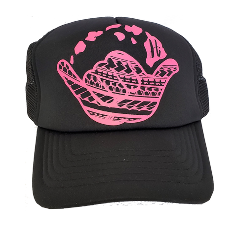 Hawaiian Headwear Tribal Shaka & Hawaiian Islands Foam Trucker Hat - Pink