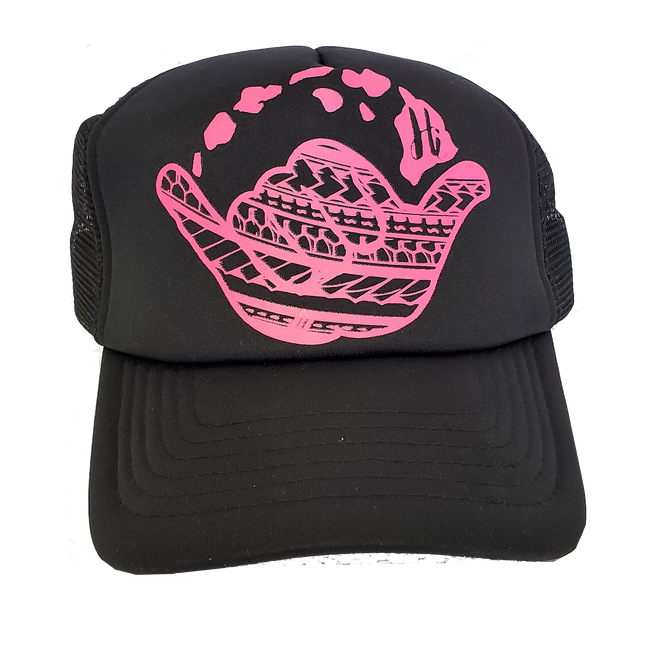 Hawaiian Headwear Tribal Shaka & Hawaiian Islands  Foam Trucker Hat - Pink