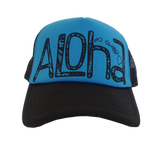 Hawaiian Headwear Tribal Aloha Foam Trucker Hat - Blue