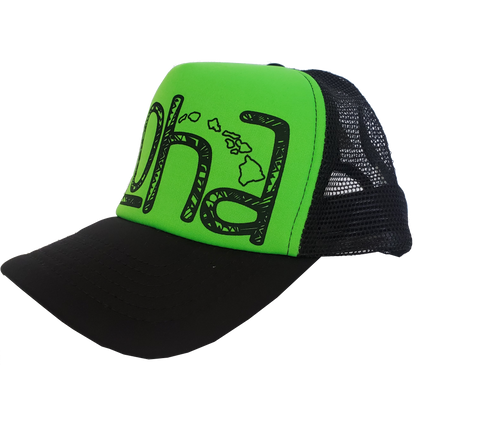 Hawaiian Headwear Tribal Aloha Foam Trucker Hat - Green