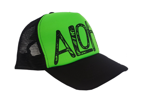Hawaiian Headwear Tribal Aloha Foam Trucker Hat - Green