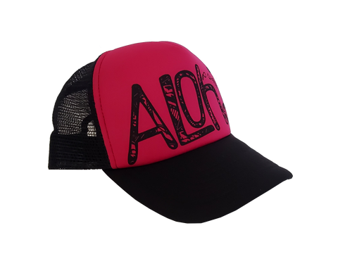 Hawaiian Headwear Tribal Aloha Foam Trucker Hat - Hot Pink