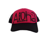 Hawaiian Headwear Tribal Aloha Foam Trucker Hat - Hot Pink