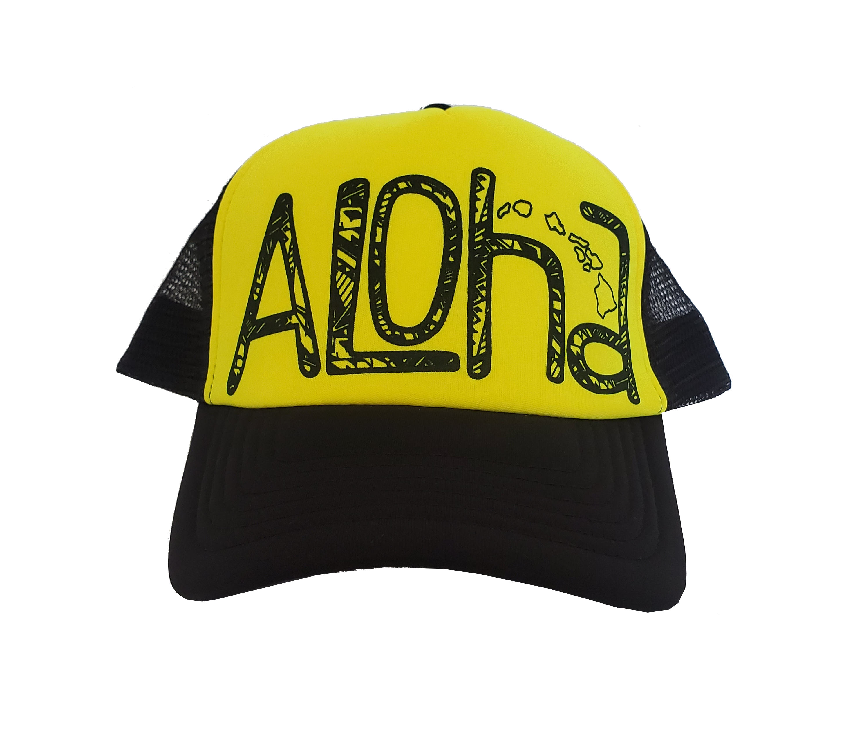 Hawaiian Headwear Tribal Aloha Foam Trucker Hat - Yellow  display picture 3