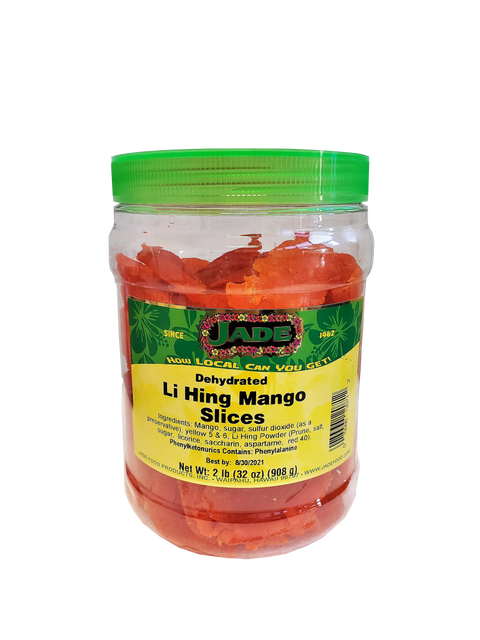 Jade Dehydrated Li Hing Mango Slices 2LB Jar (NOT FOR SALE TO CALIFORNIA)