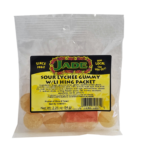 Jade Sour Lychee Gummy w/Li hing Packet 2.25 oz (NOT FOR SALE TO CALIFORNIA)