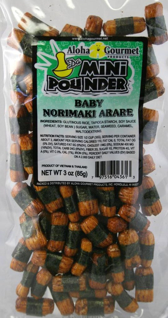 Aloha Gourmet Da Mini Pounder Baby Norimaki Arare 3 oz (NOT FOR SALE TO CALIFORNIA)
