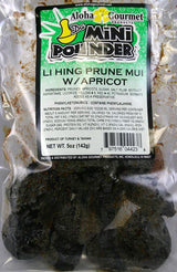 Aloha Gourmet Da Mini Pounder Prune Li Hing Mui with Apricots 5oz (NOT FOR SALE TO CALIFORNIA)