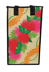 Tropical Paper Garden Reusable Hot/Cold Double Wine Bag- OHIA LEI CREAM