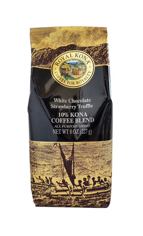 Royal Kona Coffee - White Chocolate Strawberry Truffle 10% Coffee Blend 8oz