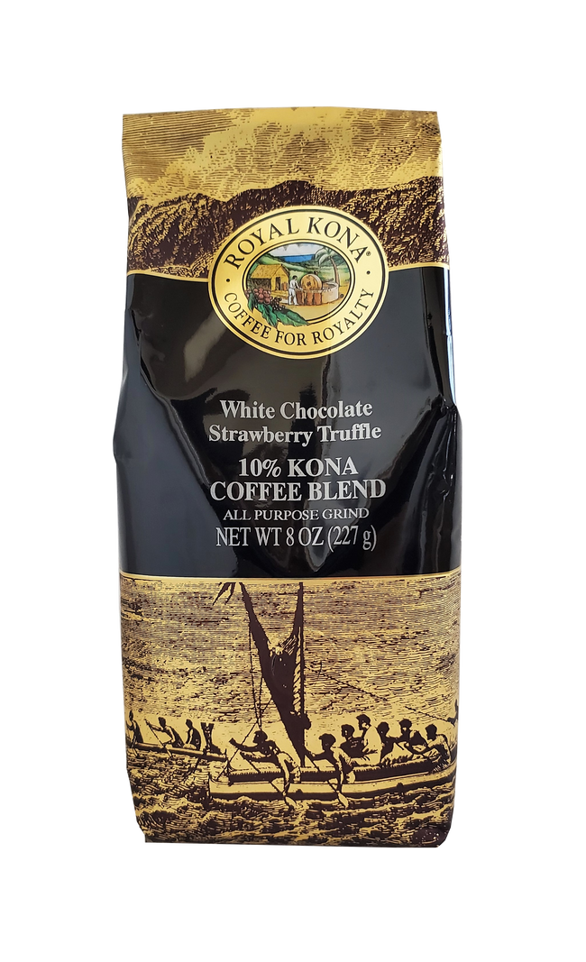 Royal Kona Coffee - White Chocolate Strawberry Truffle 10% Coffee Blend 8oz