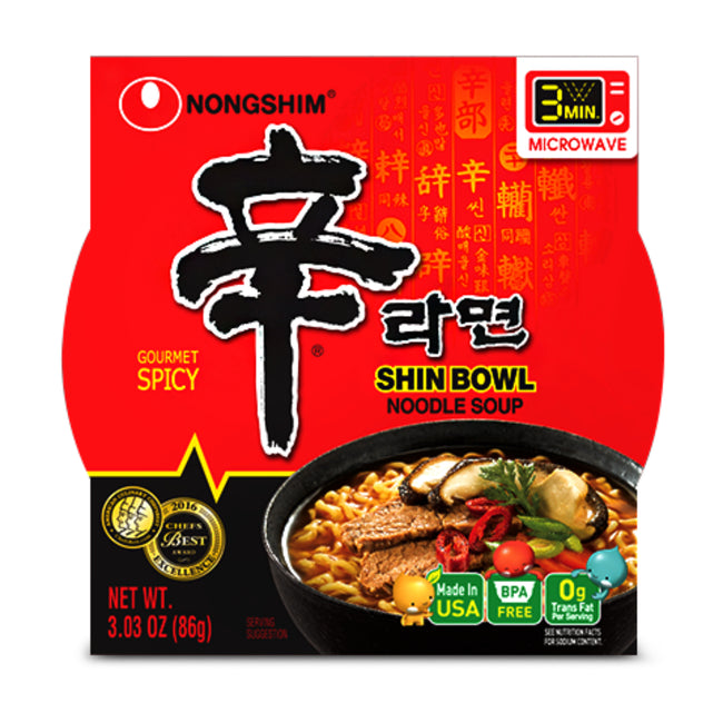 Nongshim Bowl Noodle Soup Spicy Shin Flavor 3.03 oz
