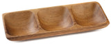 Wooden 3 Container Sauce Dish 7.5"x 3"x 7/8"