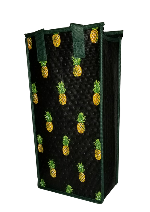 Tropical Paper Garden Reusable Hot/Cold Double Wine Bag- HALA KAHIKI BLACK